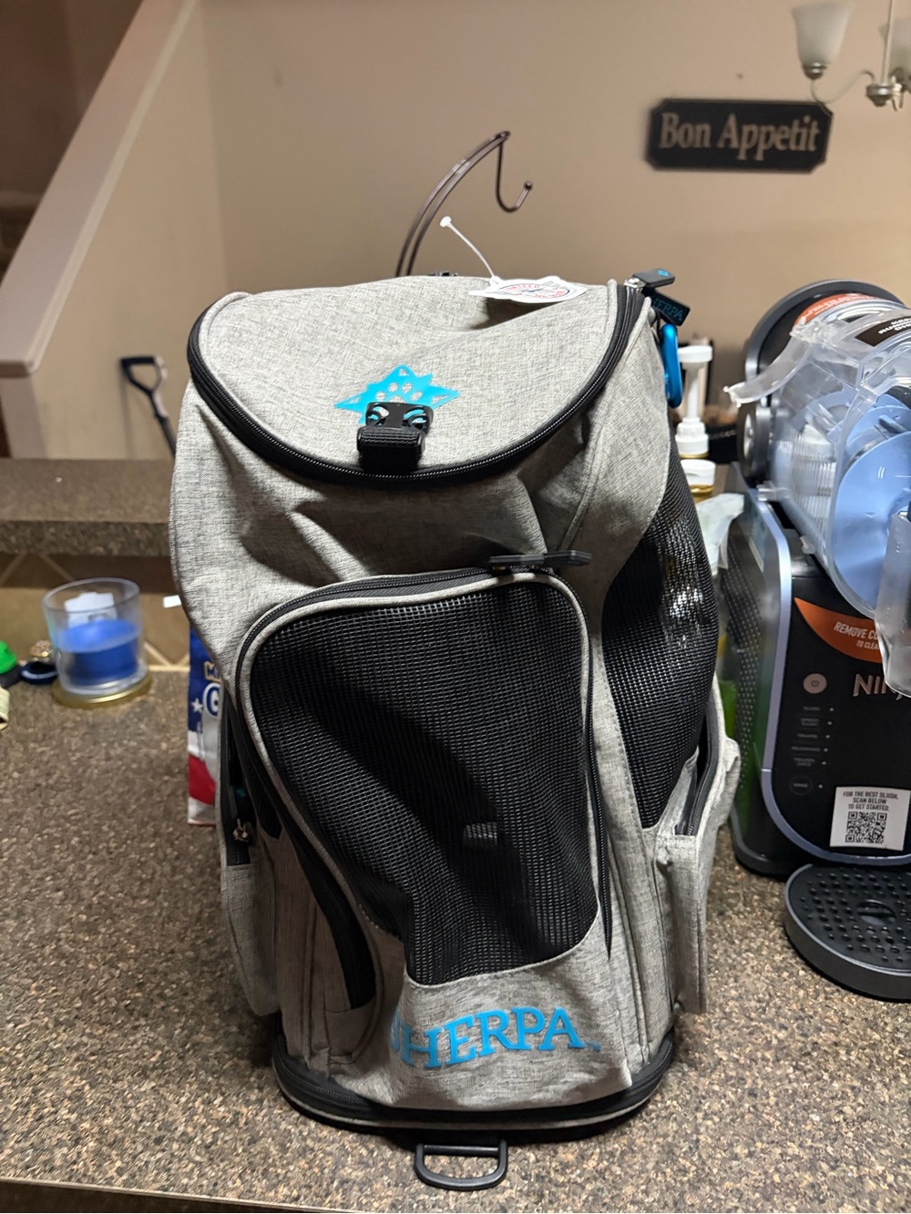 Sherpa Portable Pet Backpack Carrier - Gray/Black